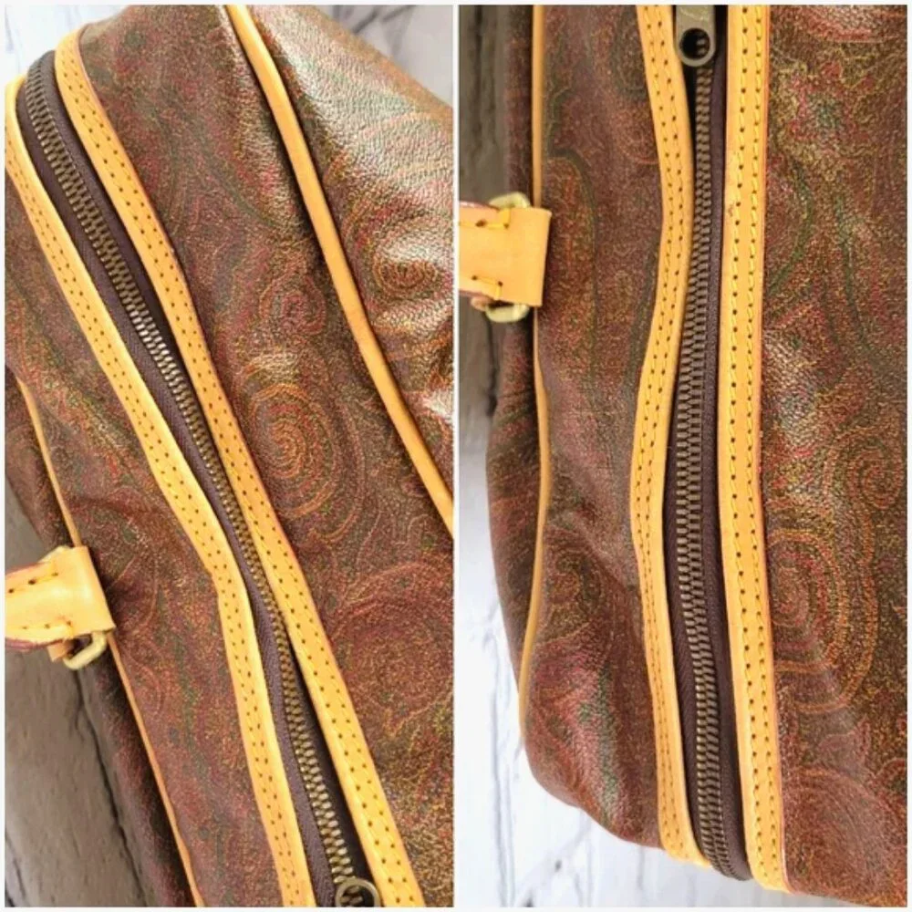 Vintage Etro Lrg Weekender Paisley Briefcase Laptop Shoulder Bag Crossbody Chain